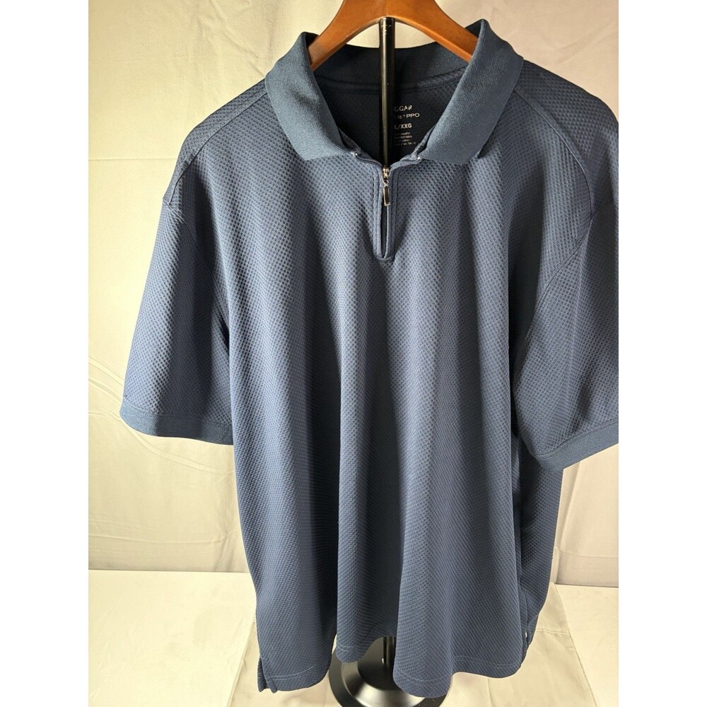 Haggar Cool 8 Tec Men's Navy Short Sleeve Collared Zip Polo Shirt XXL
